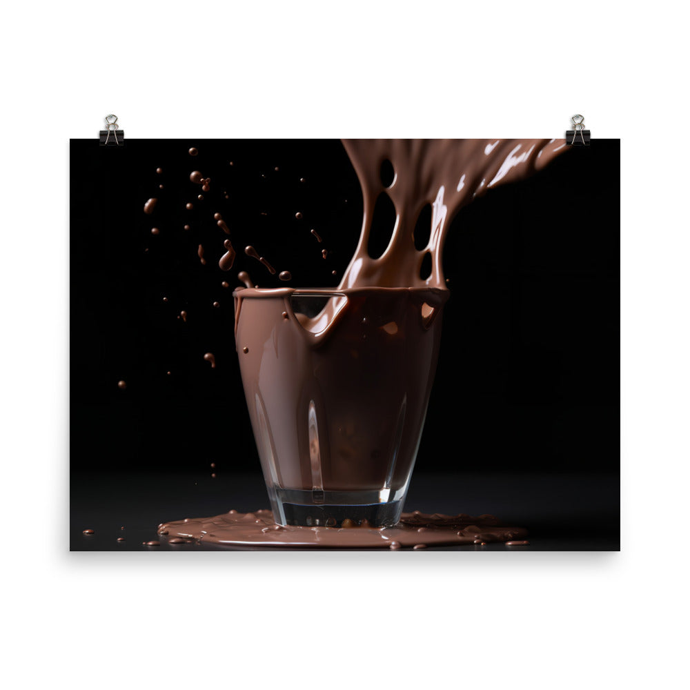 Pouring chocolate fudge brownie milkshake photo paper poster - Posterfy.AI