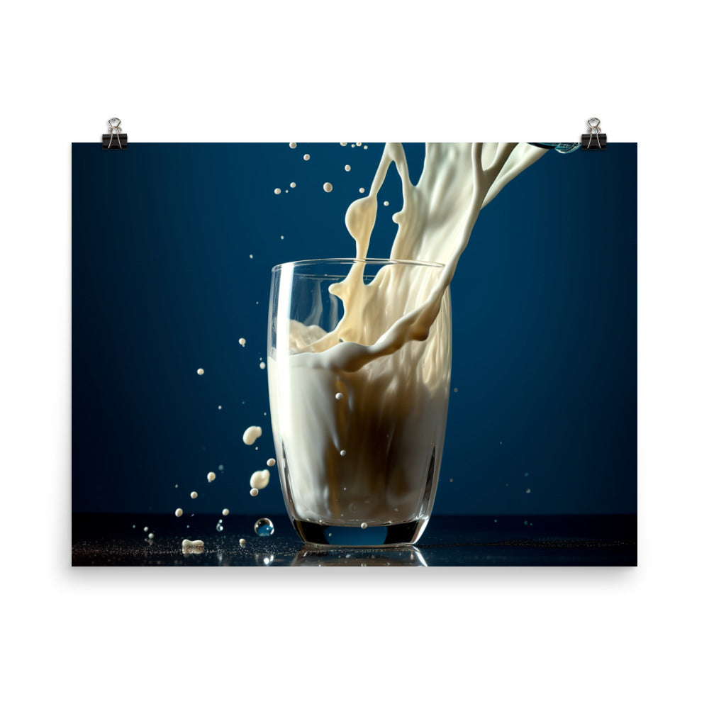 Pouring classic vanilla milkshake photo paper poster - Posterfy.AI