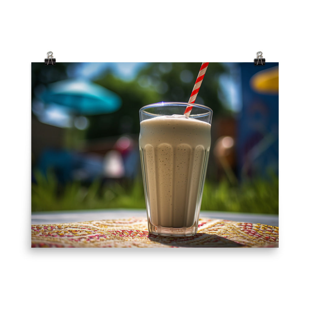 Classic vanilla milkshake in summer photo paper poster - Posterfy.AI