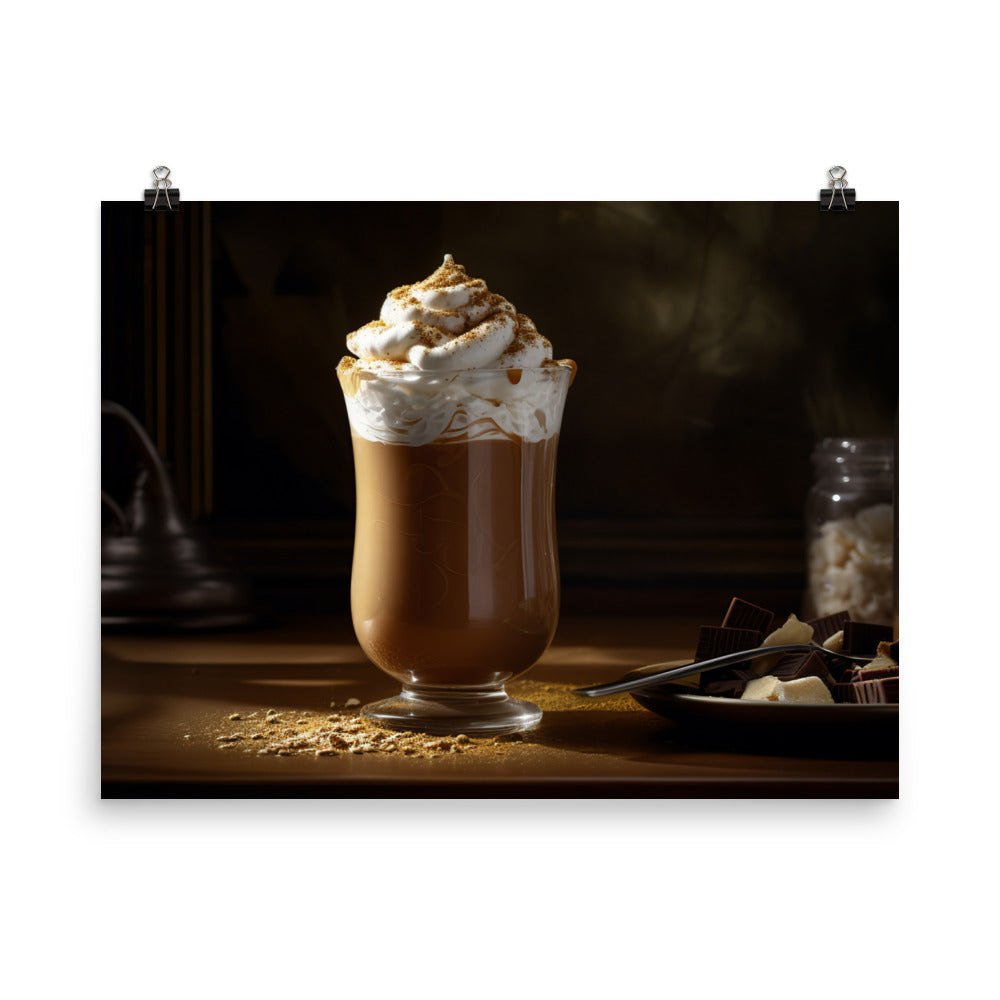 Creamy chocolate peanut butter smoothie photo paper poster - Posterfy.AI