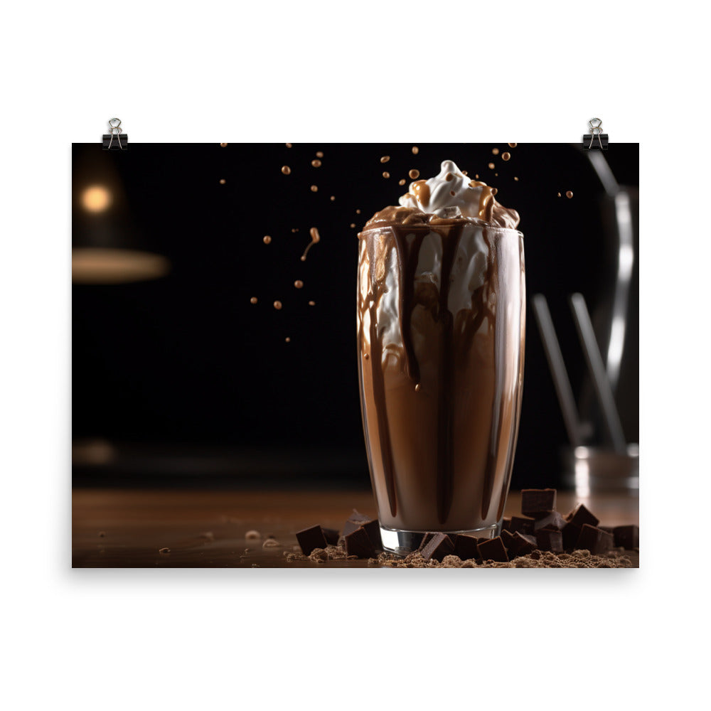 Creamy chocolate peanut butter smoothie photo paper poster - Posterfy.AI