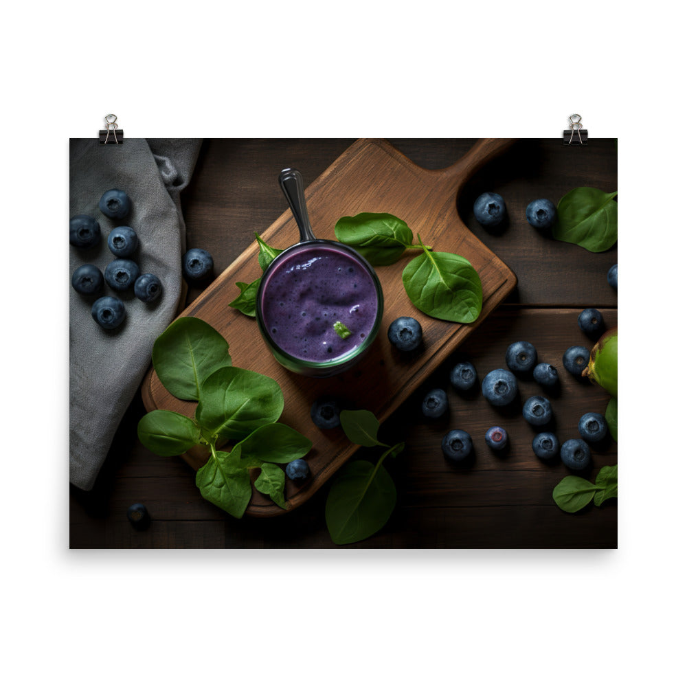 Blueberry spinach smoothie photo paper poster - Posterfy.AI
