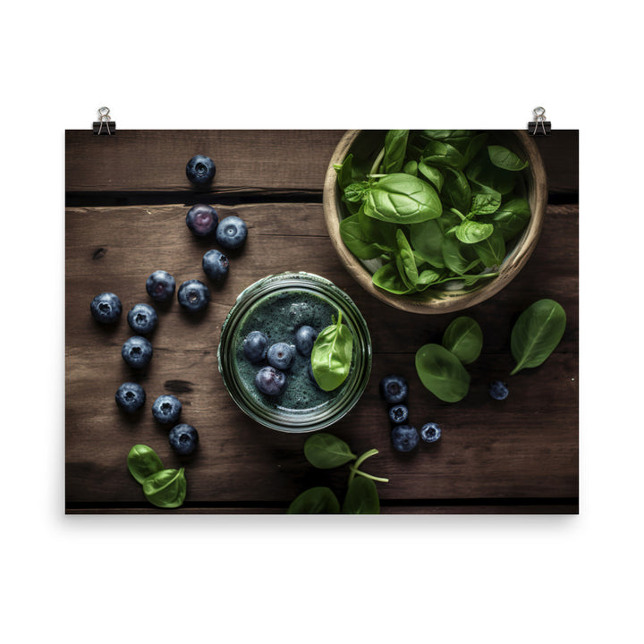 Blueberry spinach smoothie photo paper poster - Posterfy.AI