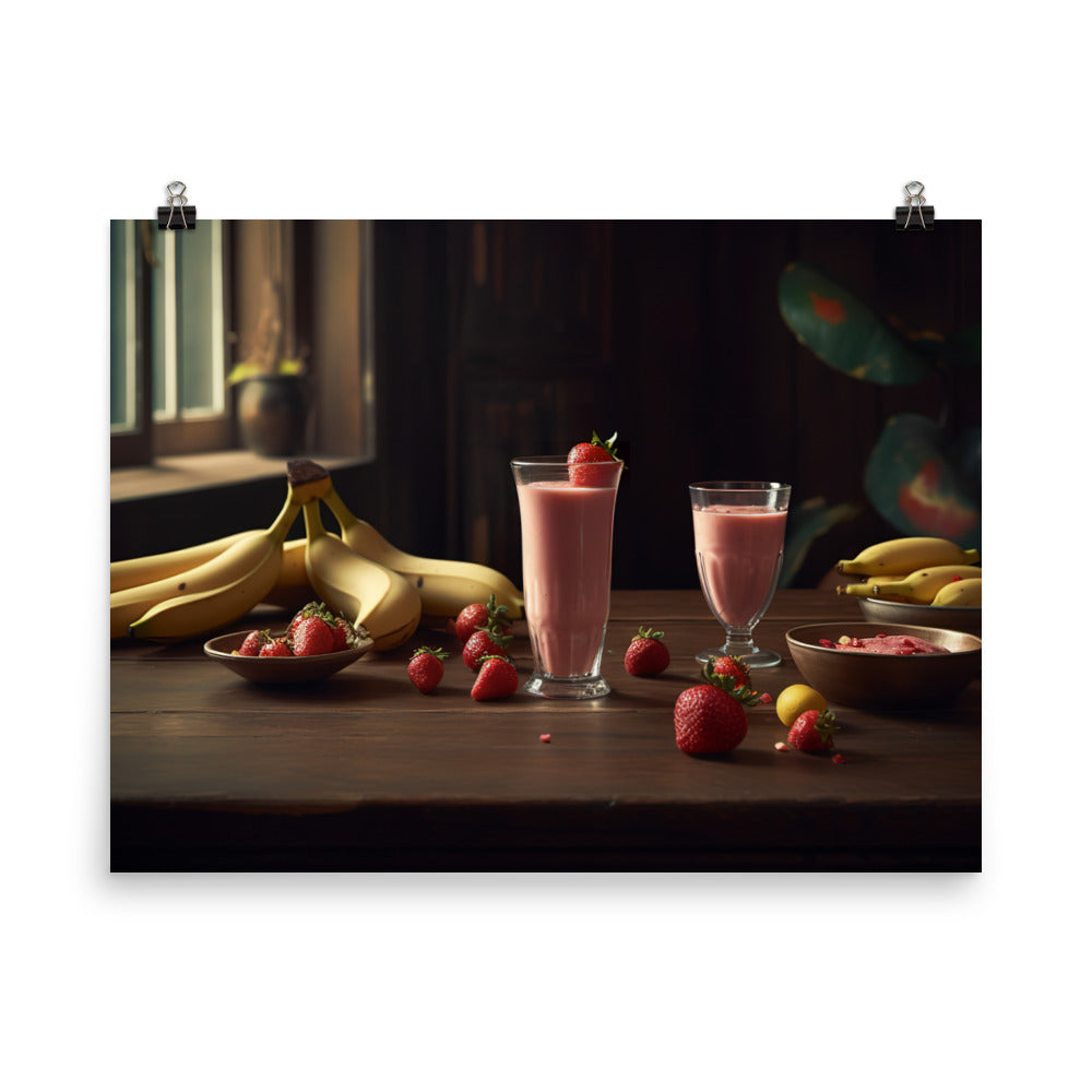 Strawberry banana smoothie  photo paper poster - Posterfy.AI