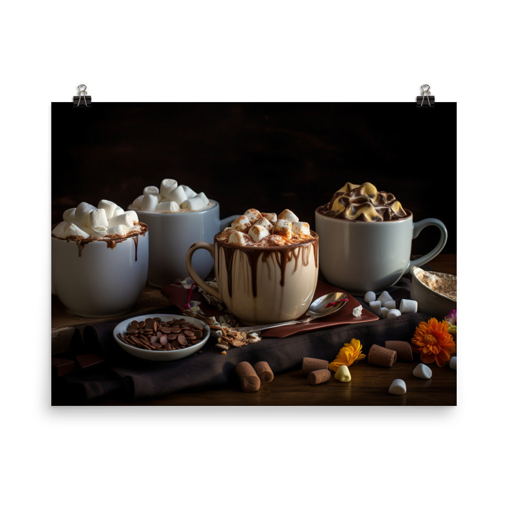 Hot chocolate and marshmallows photo paper poster - Posterfy.AI