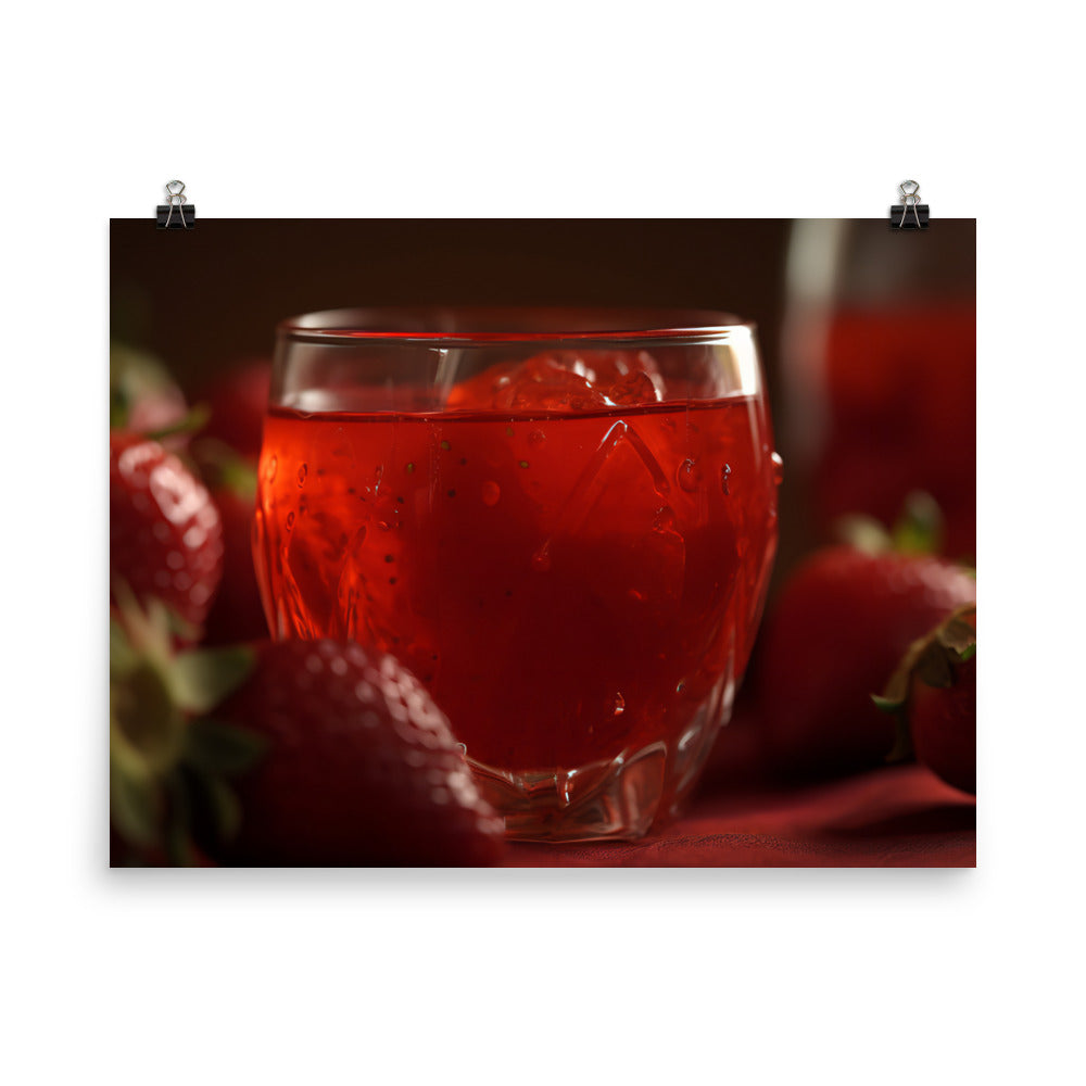 Vibrant red strawberry juice photo paper poster - Posterfy.AI
