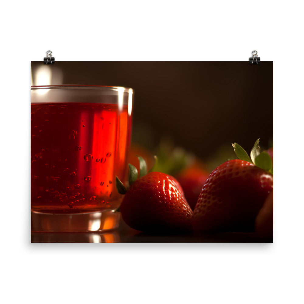 Vibrant red strawberry juice photo paper poster - Posterfy.AI