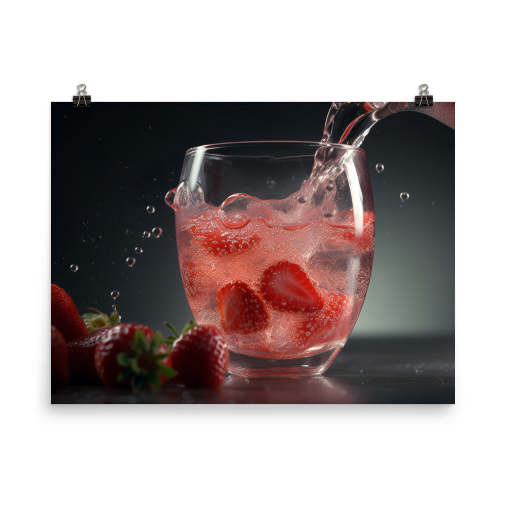 Strawberry juice being poured photo paper poster - Posterfy.AI