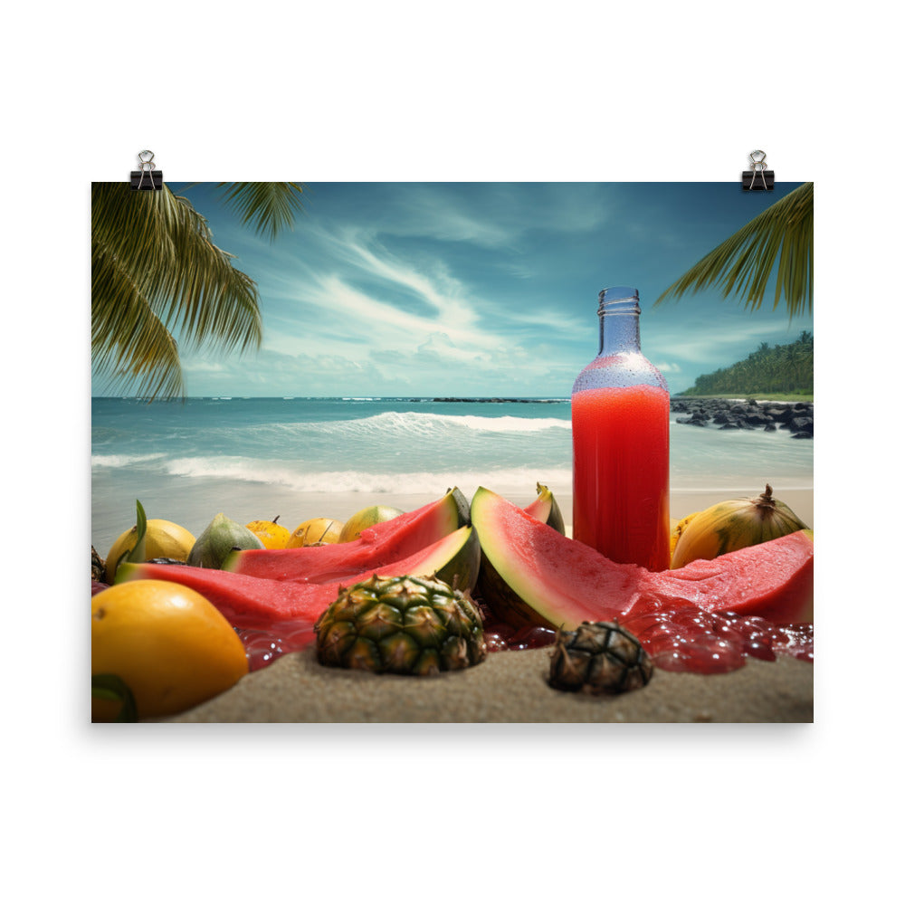 A bottle of watermelon juice photo paper poster - Posterfy.AI