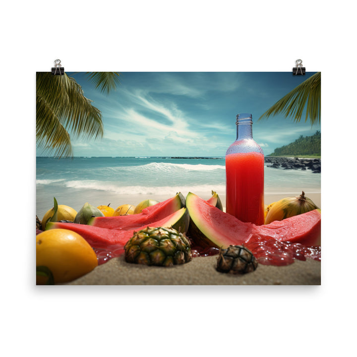 A bottle of watermelon juice photo paper poster - Posterfy.AI