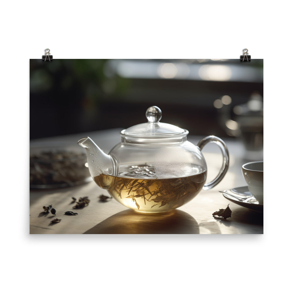 White tea cup and saucer photo paper poster - Posterfy.AI