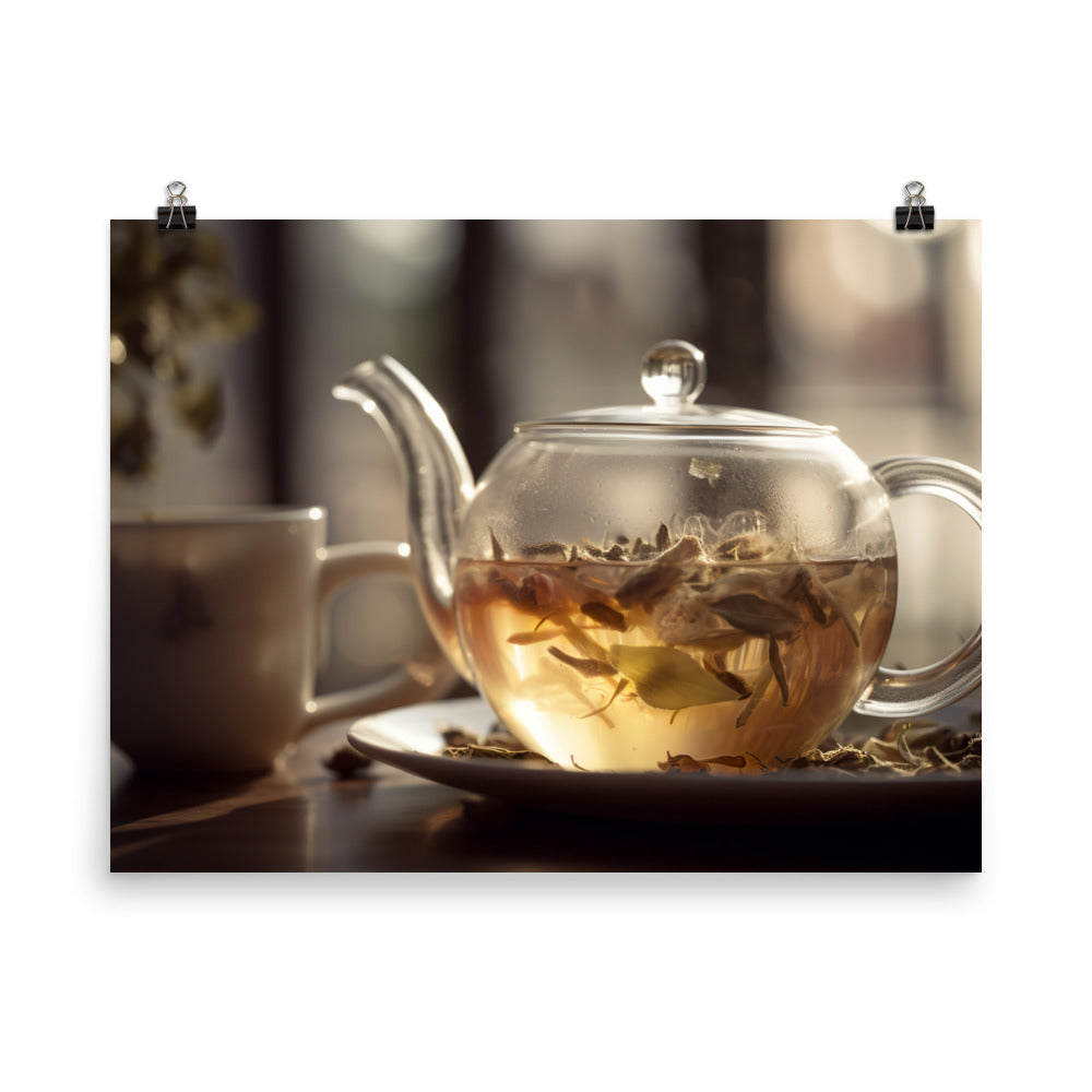 White tea cup and saucer photo paper poster - Posterfy.AI
