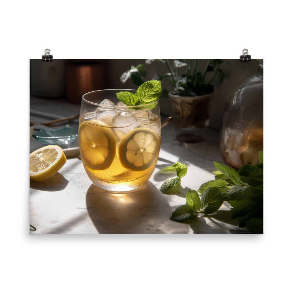 Iced white tea and lemon photo paper poster - Posterfy.AI