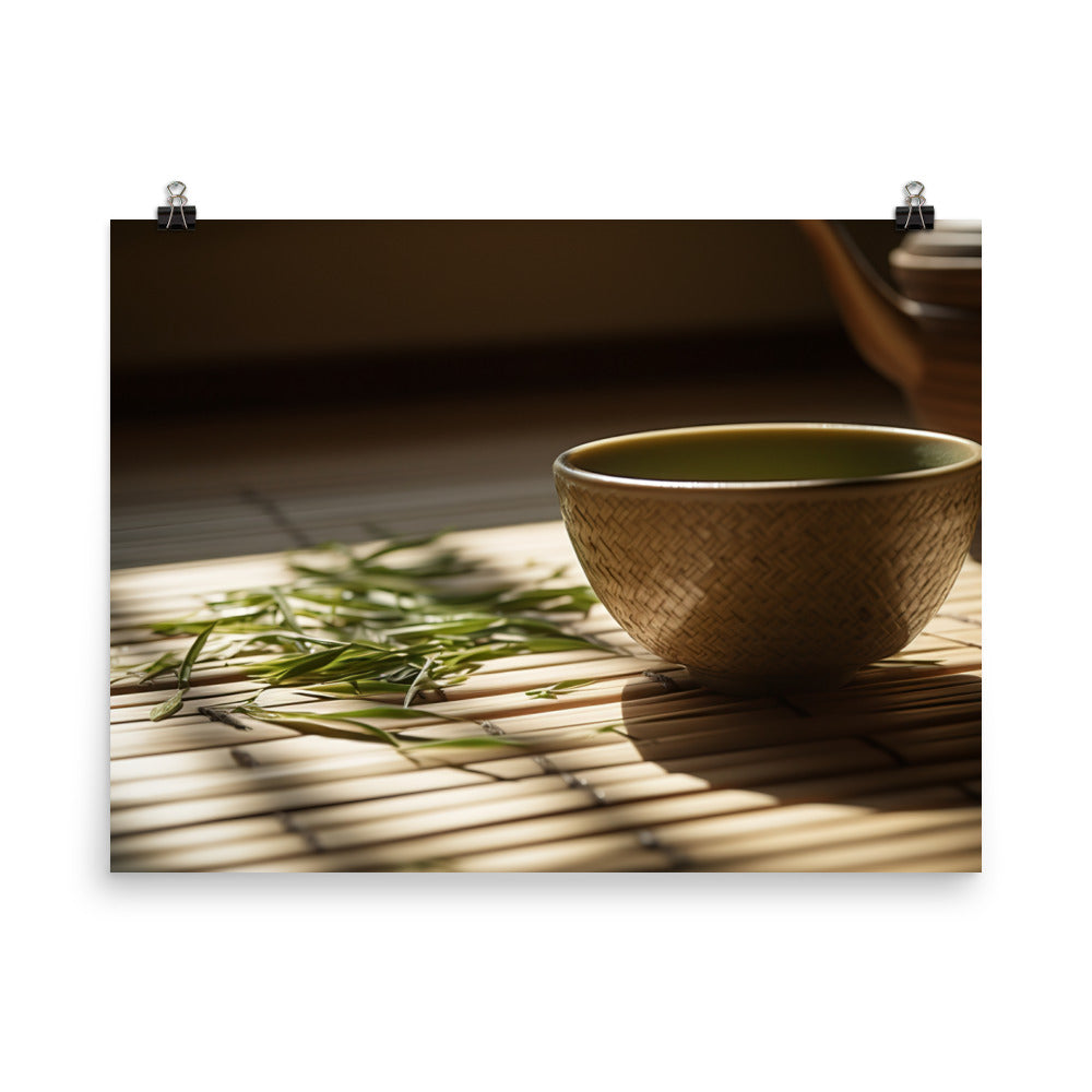 Zen moment with green tea photo paper poster - Posterfy.AI