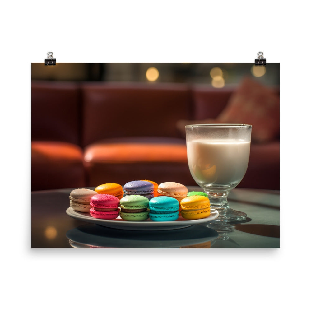 Latte and macarons photo paper poster - Posterfy.AI