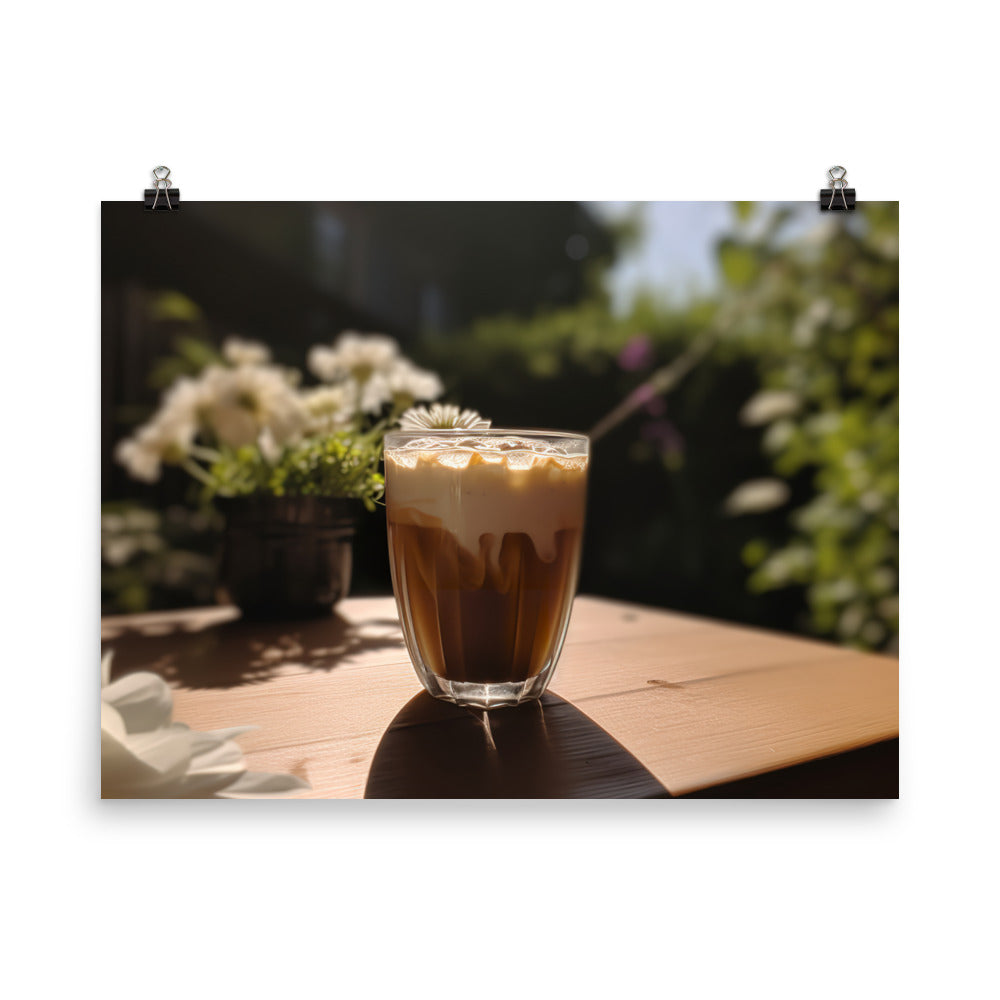 Iced Cappuccino on a Sunny Day photo paper poster - Posterfy.AI