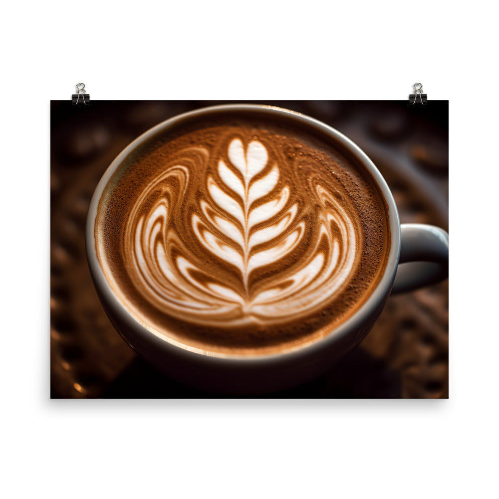 Cappuccino with a frothy milk foam photo paper poster - Posterfy.AI