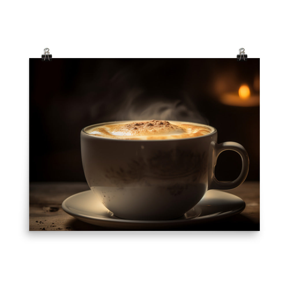 Creamy Macchiato in a Ceramic Cup photo paper poster - Posterfy.AI