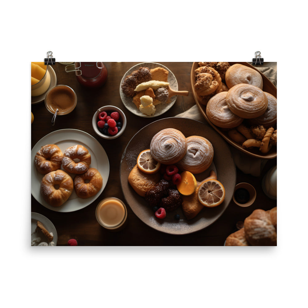Freshly Baked Donuts and Pastries photo paper poster - Posterfy.AI