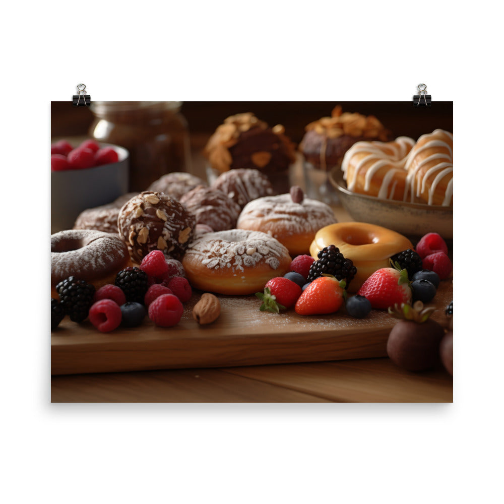 A Delicious Selection of Pastries and Donuts photo paper poster - Posterfy.AI