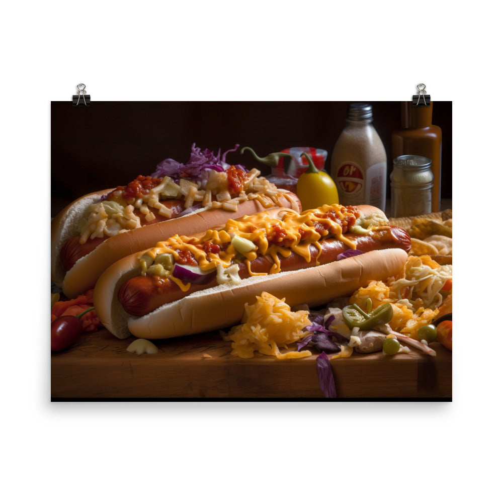 Hot Dog with All the Fixins photo paper poster - Posterfy.AI
