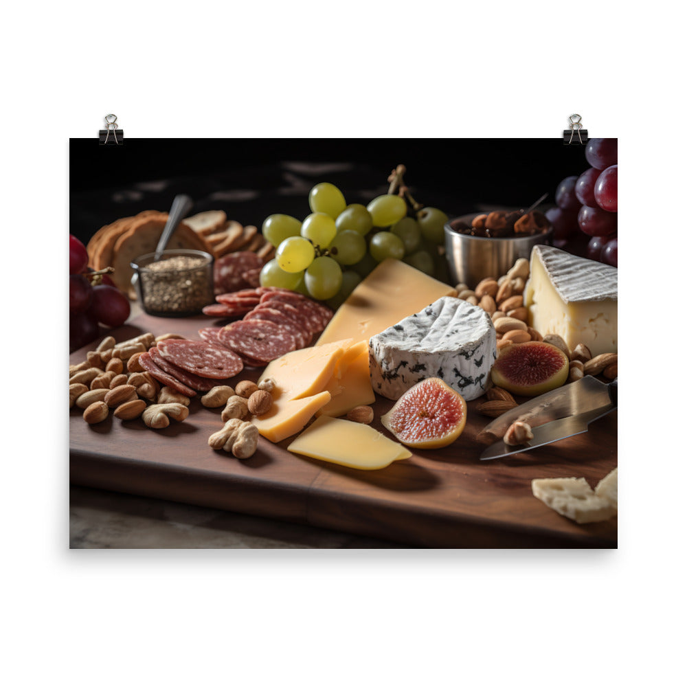 Charcuterie Board with Swiss Cheese photo paper poster - Posterfy.AI