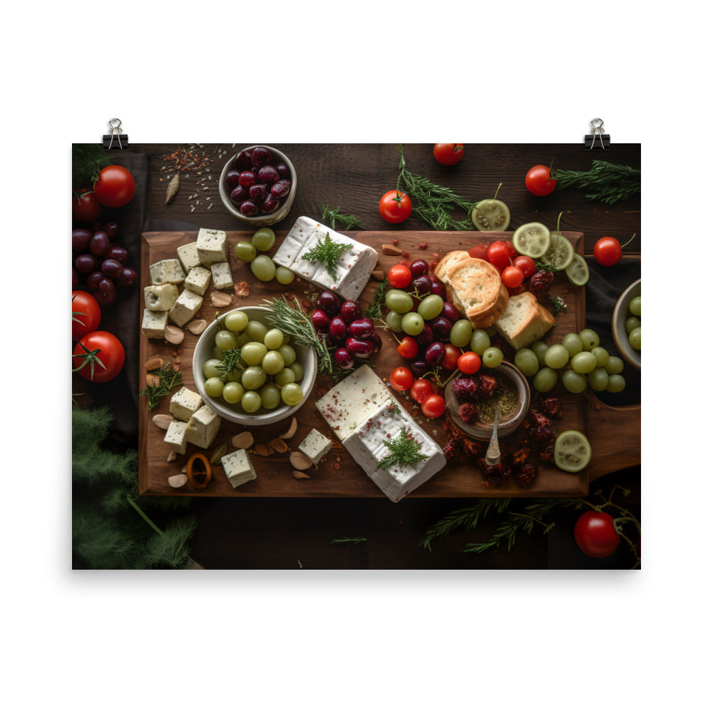 Beautiful spread of feta cheese cubes photo paper poster - Posterfy.AI