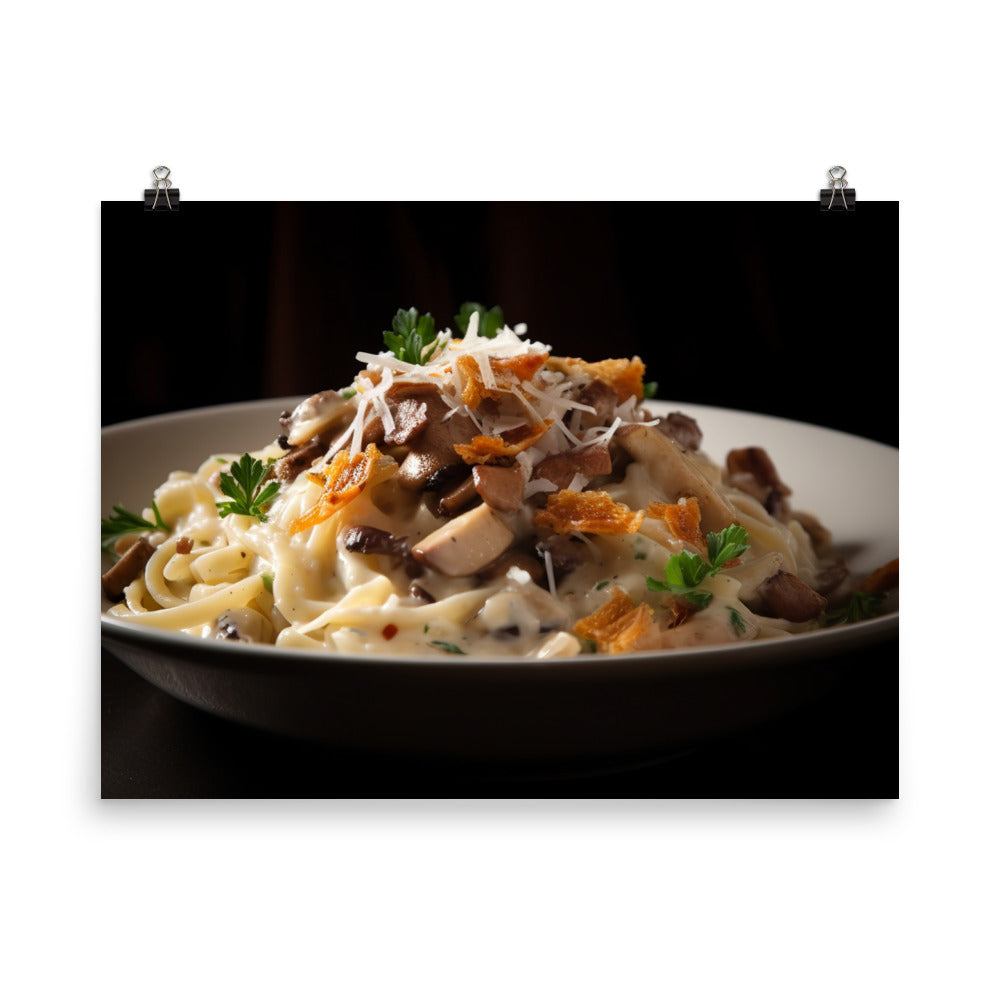 Pasta dish featuring Parmesan cheese photo paper poster - Posterfy.AI