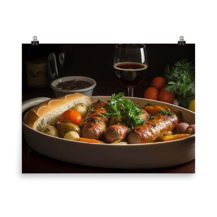 Baked Sausage and Vegetables photo paper poster - Posterfy.AI