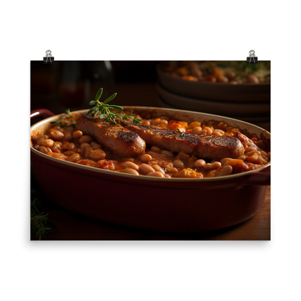 Baked Sausage and Beans Casserole photo paper poster - Posterfy.AI