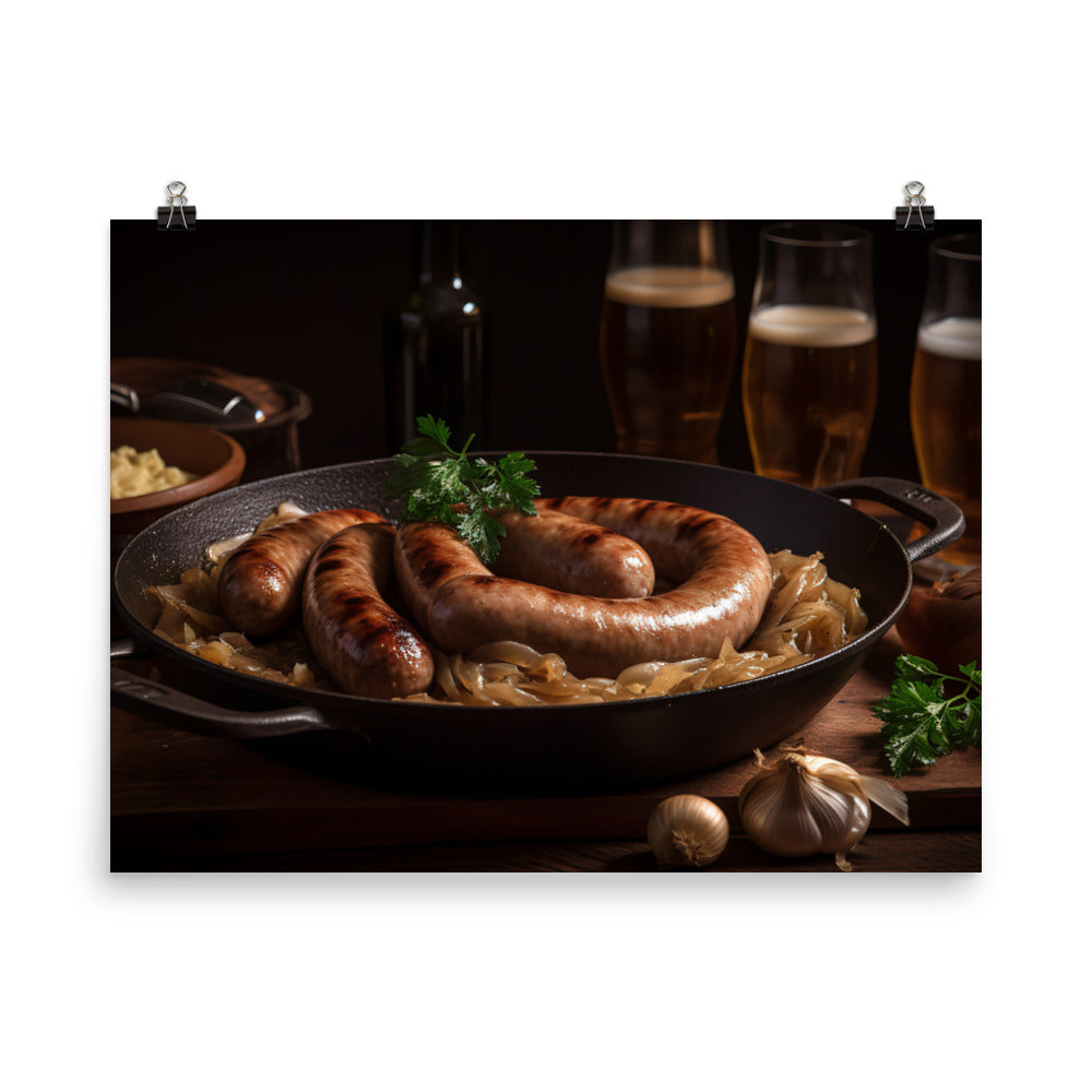 Beer Boiled Sausage and Onions photo paper poster - Posterfy.AI