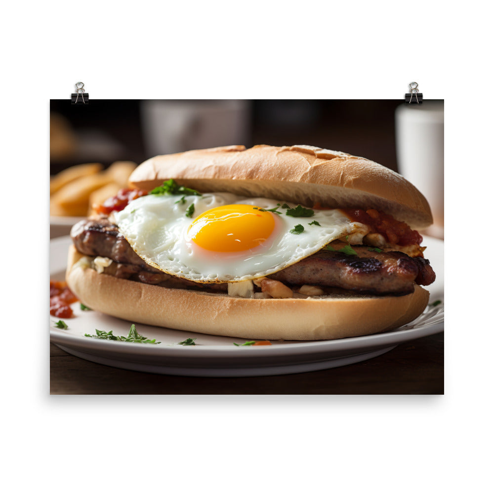 Full English Sausage Sandwich photo paper poster - Posterfy.AI