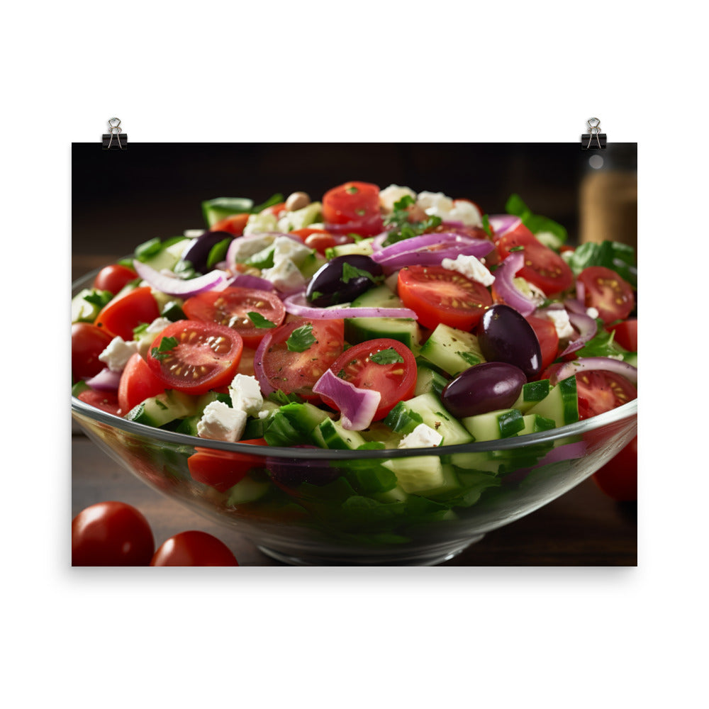 Fresh and Zesty Greek Salad photo paper poster - Posterfy.AI