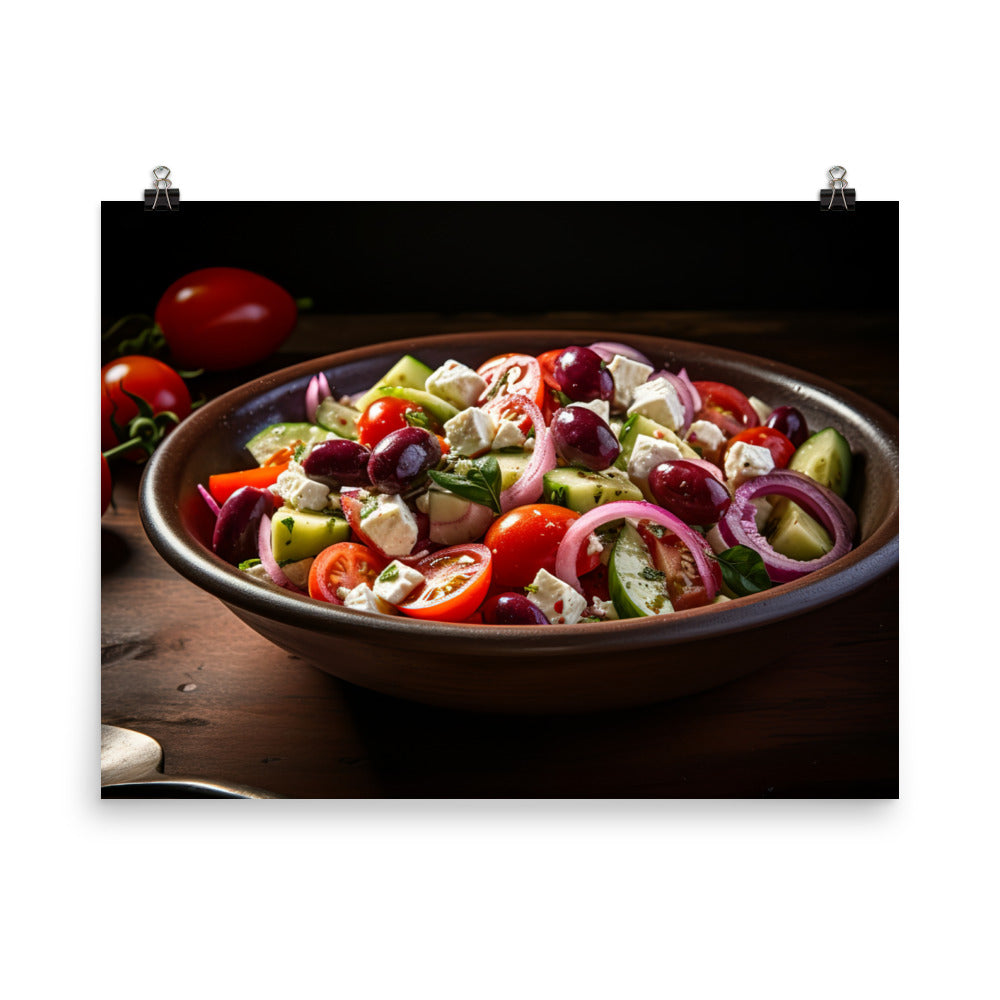 Classic Greek salad with ripe cherry tomatoes photo paper poster - Posterfy.AI