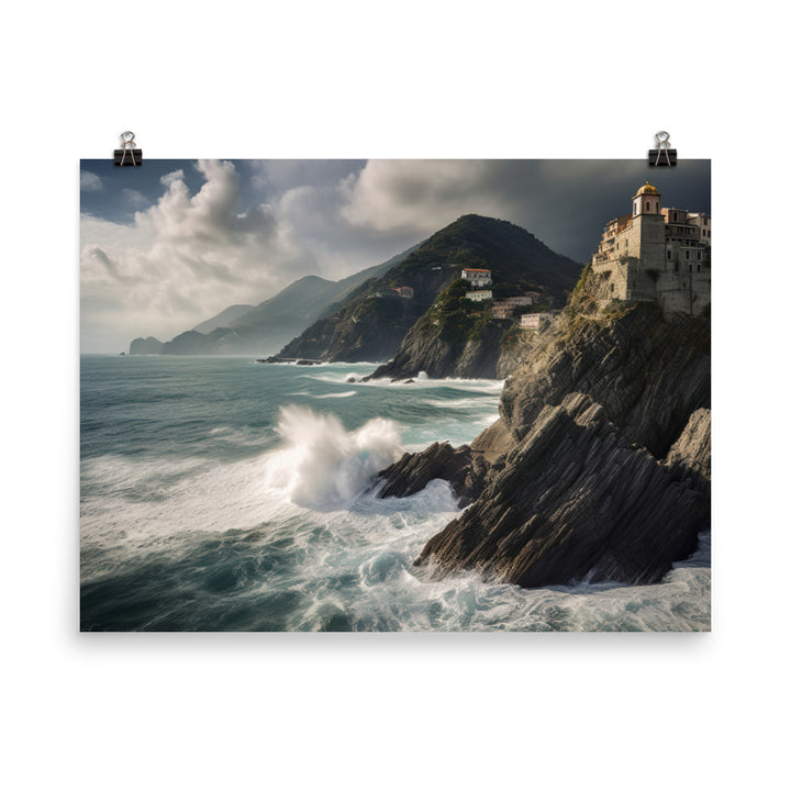 Dramatic Seascapes of the Cinque Terre photo paper poster - Posterfy.AI