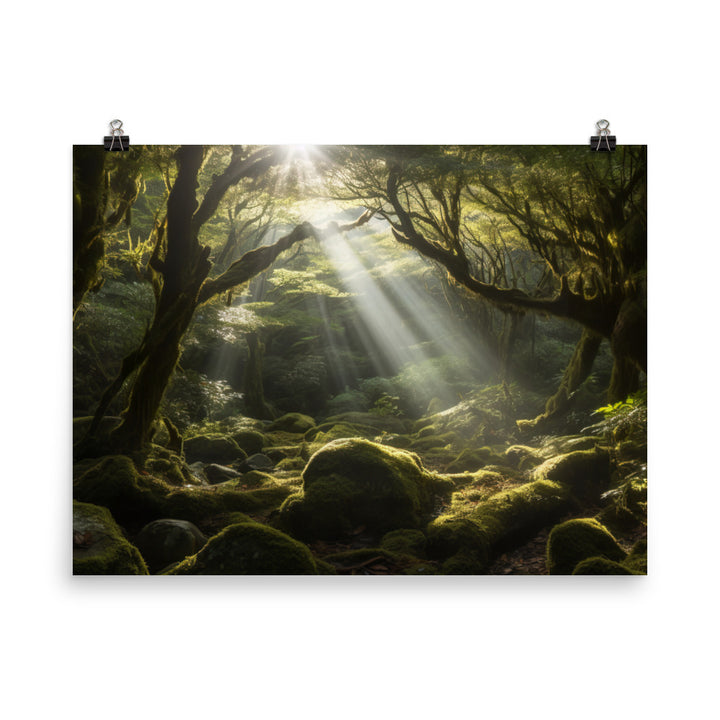 Light in Yakushimas Forests photo  paper poster - Posterfy.AI