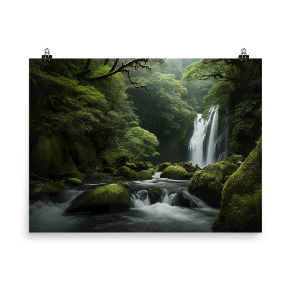 Nachi Falls in a Tranquil Setting photo  paper poster - Posterfy.AI