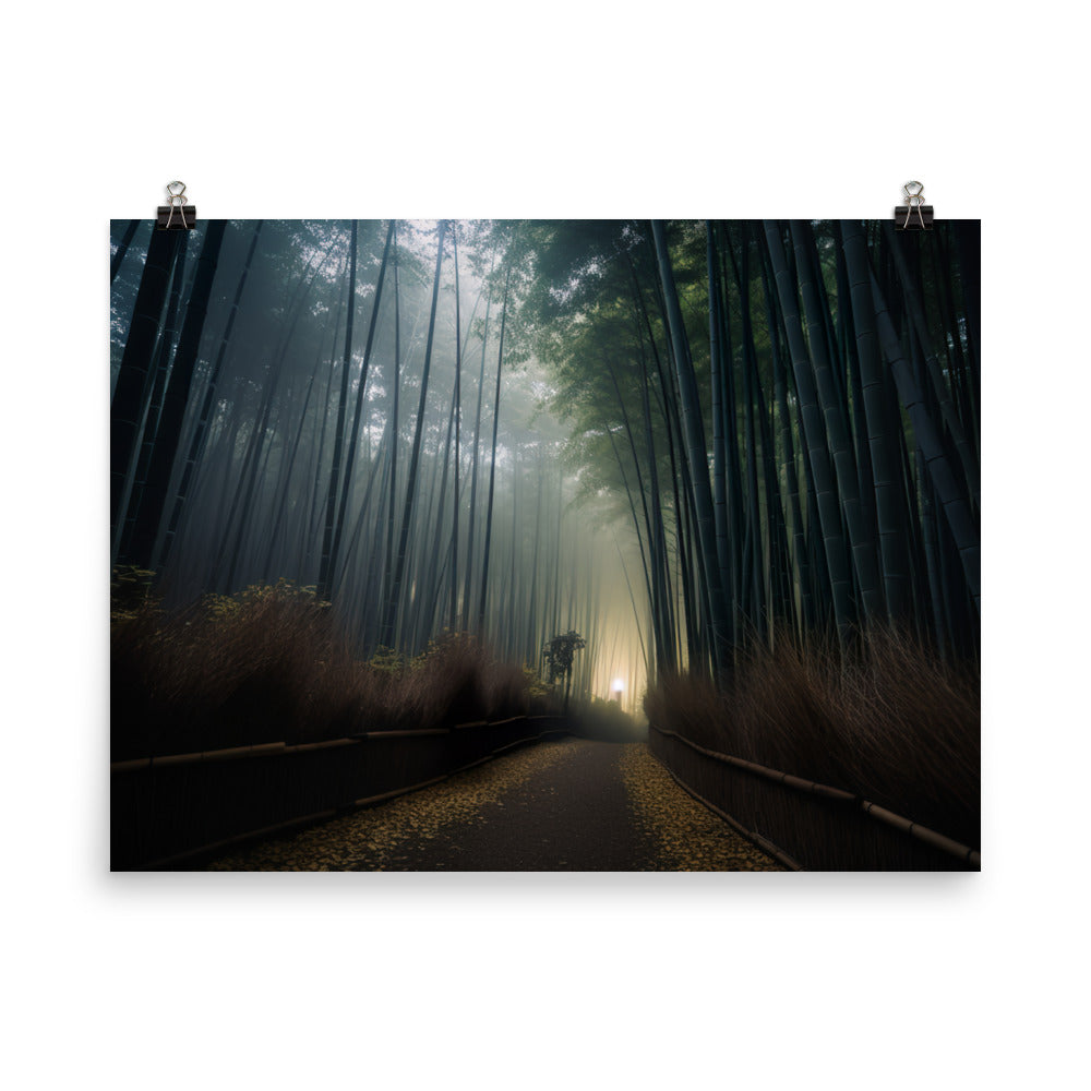 Mystical Twilight in Arashiyama Bamboo Grove photo  paper poster - Posterfy.AI