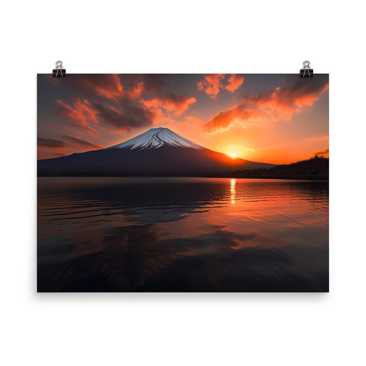 Sunset Splendor at Mount Fuji photo  paper poster - Posterfy.AI