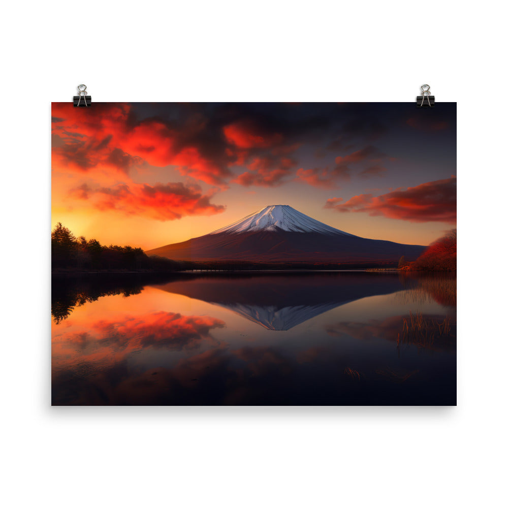 Sunset Splendor at Mount Fuji photo  paper poster - Posterfy.AI