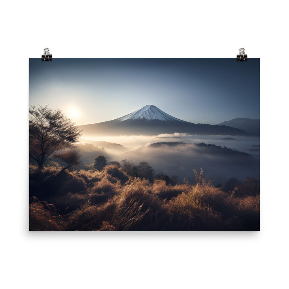 Misty Morning at Mount Fuji photo  paper poster - Posterfy.AI