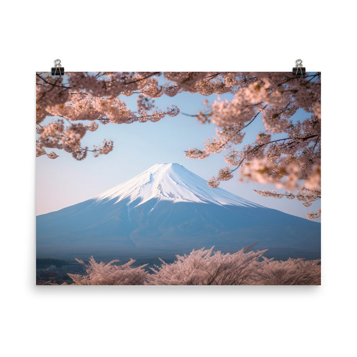 Enveloped in Cherry Blossoms at Mount Fuji photo  paper poster - Posterfy.AI