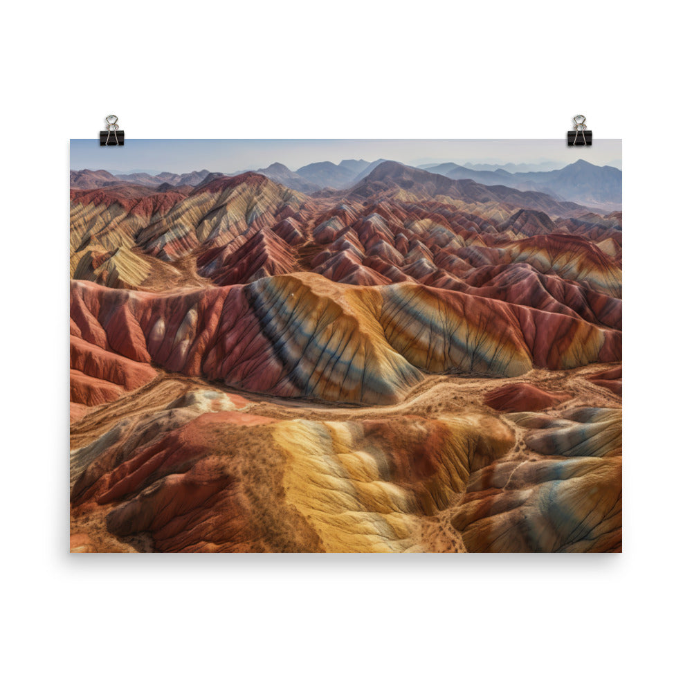 Zhangye Danxia Landform from Above photo paper poster - Posterfy.AI