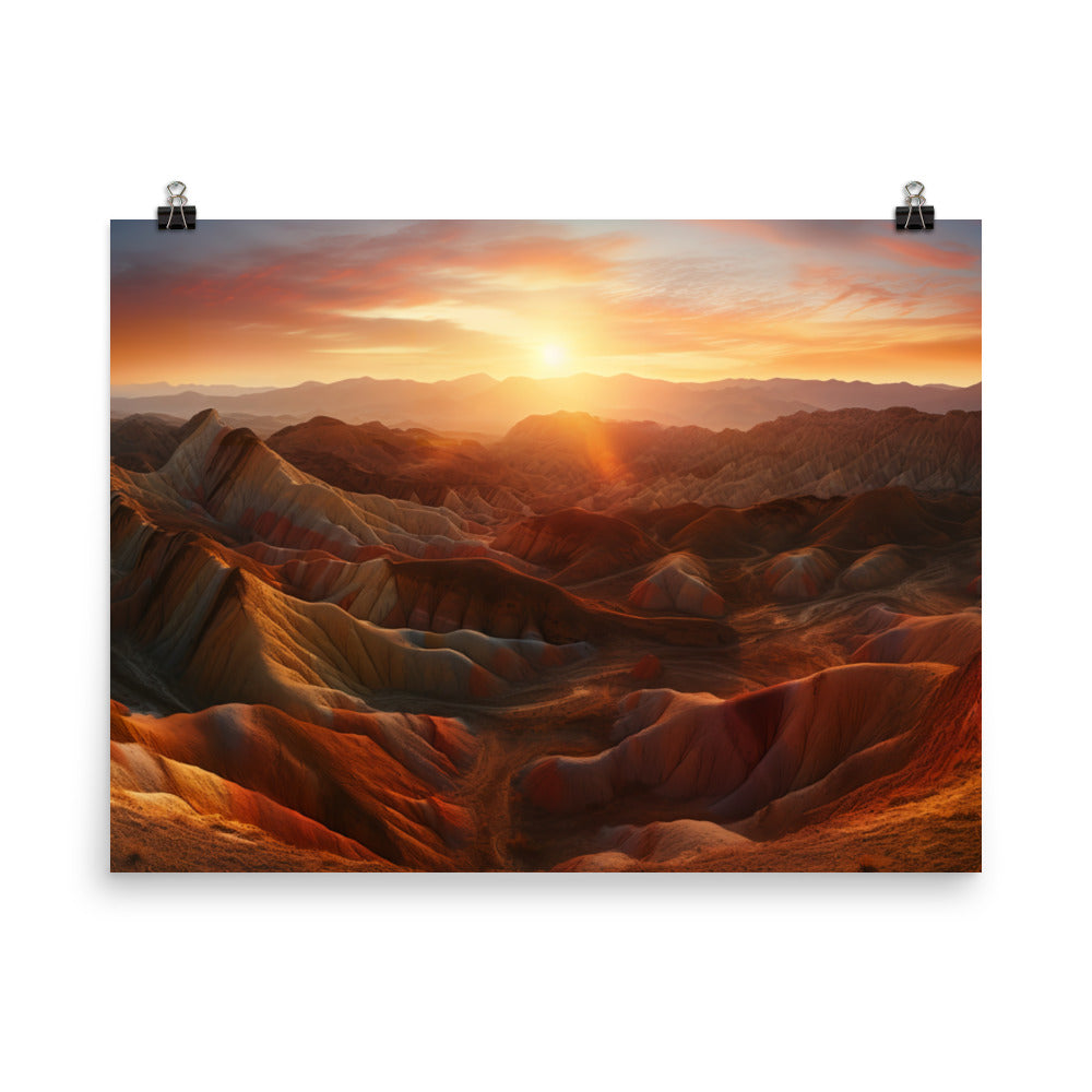 Zhangye Danxia Landform at Sunset photo paper poster - Posterfy.AI