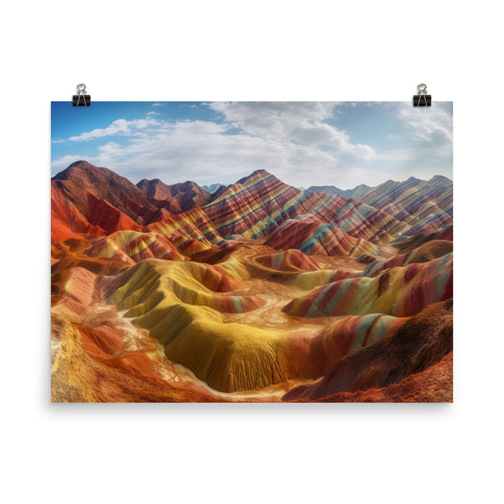 Vibrant Colors of Zhangye Danxia Landform photo paper poster - Posterfy.AI