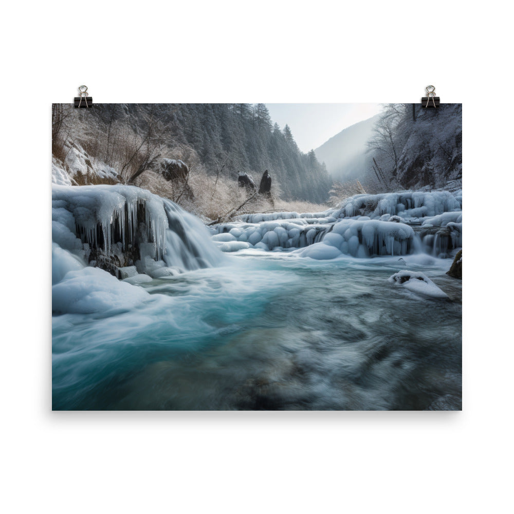 Jiuzhaigou Valleys Waterfalls Flow photo paper poster - Posterfy.AI