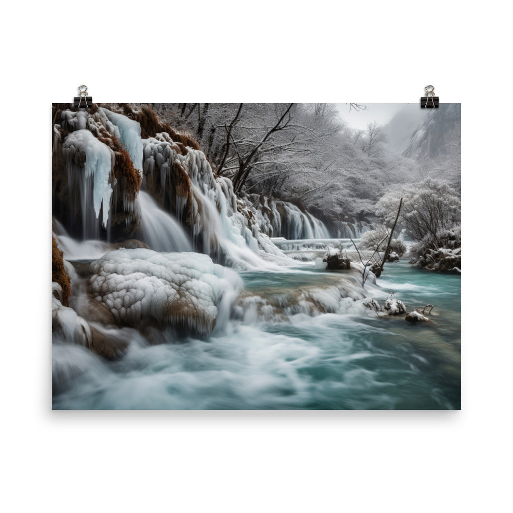 Jiuzhaigou Valleys Waterfalls Flow photo paper poster - Posterfy.AI