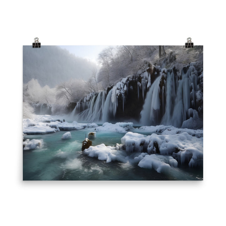 Jiuzhaigou Valleys Waterfalls Flow photo paper poster - Posterfy.AI