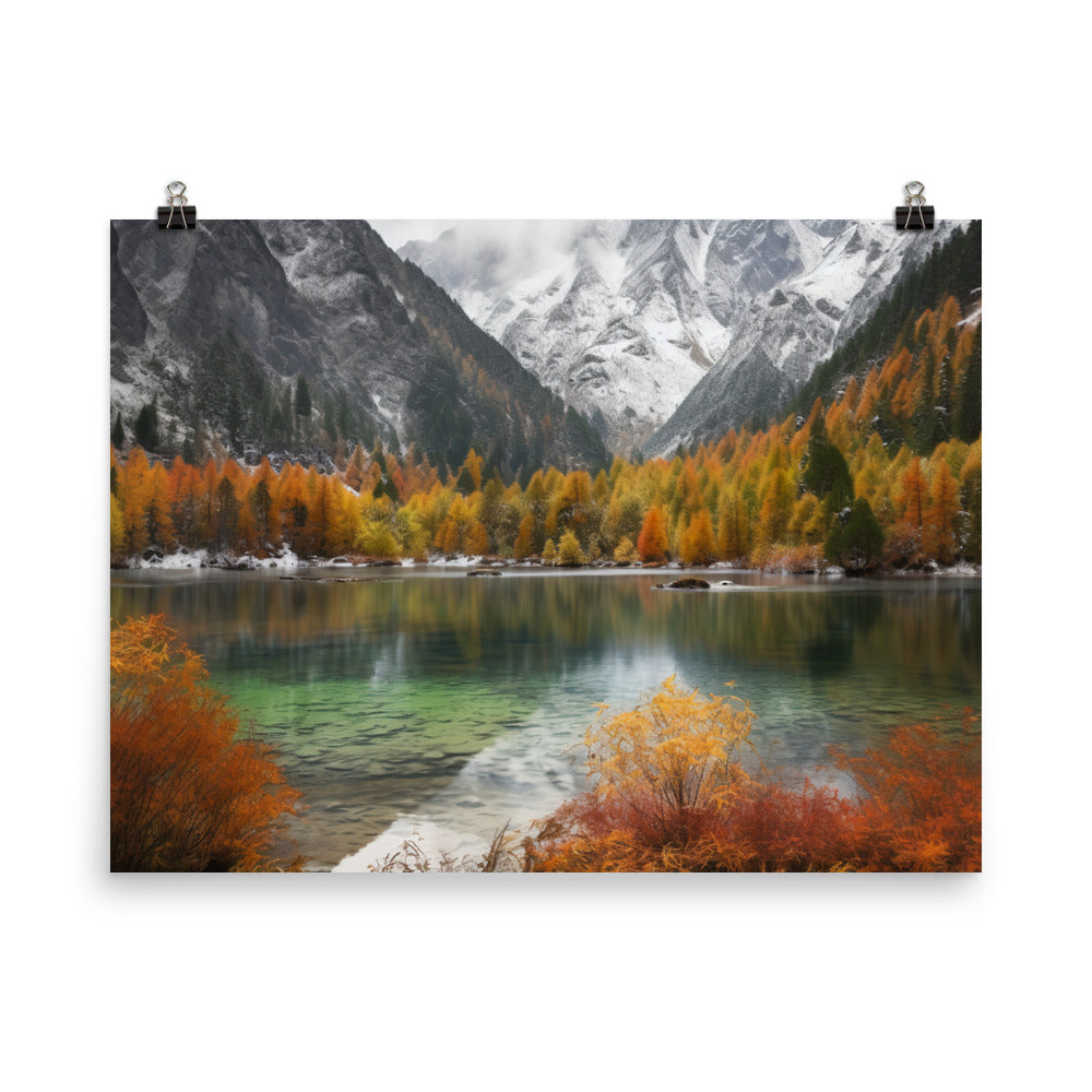 Jiuzhaigou Valleys Autumn Foliage photo paper poster - Posterfy.AI