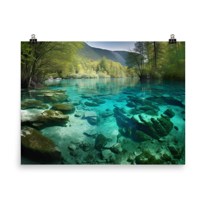 Jiuzhaigou Valleys Crystal clear Lakes photo paper poster - Posterfy.AI